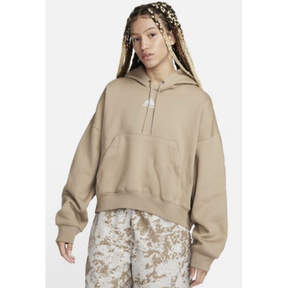 Nike ACG Therma-FIT Tuff Knit Fleece Hoodie Khaki Women’s L DQ5807-247 $120 NWT